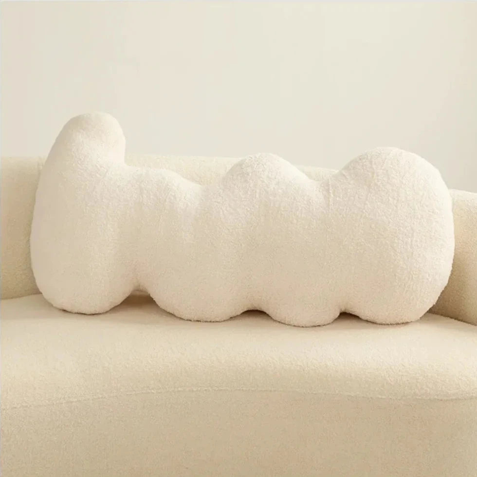 Nordic Candy Color Wavy Long Pillow – Plush L-Shaped Cushion for Bed & Chair