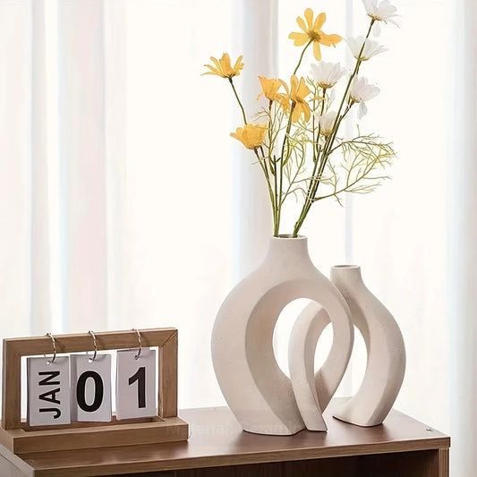 Stylish Hollow Nordic Modern Ceramic Vase Set of 2 – Chic Home Accent