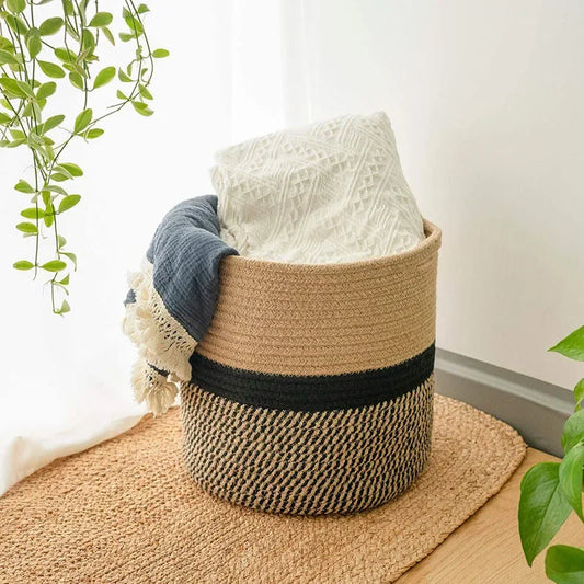 Chic Handmade Cotton Rope Woven Basket – Stylish Storage Solution