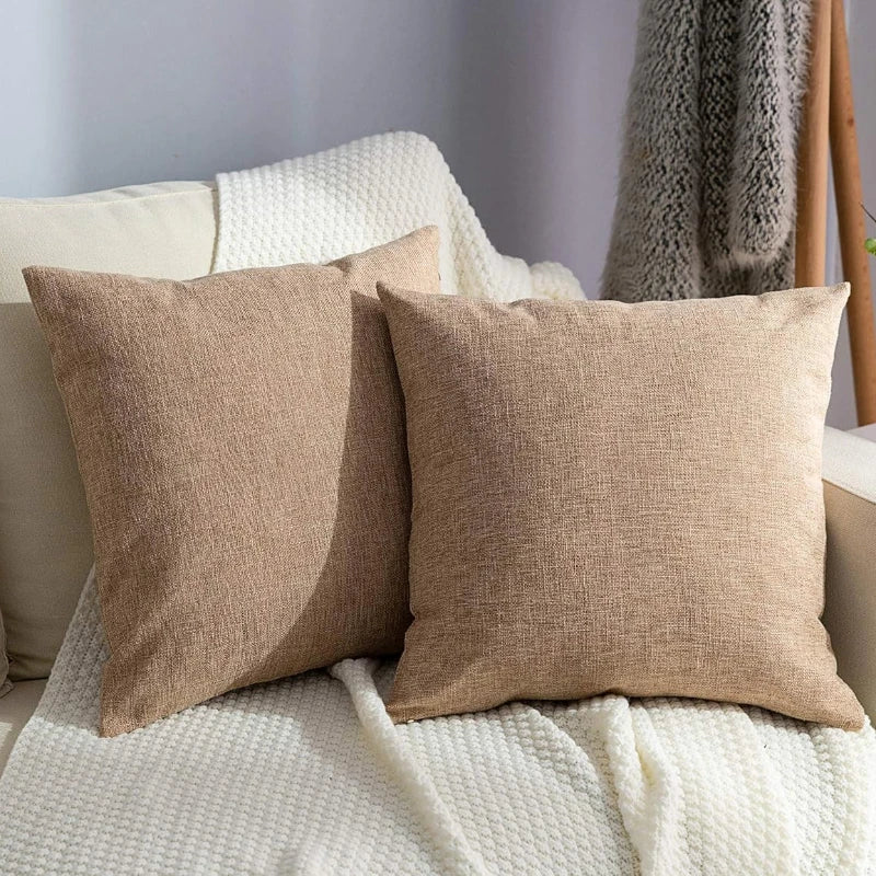 Farmhouse Linen Throw Pillow Covers – Set of 2